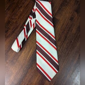 Sears Vintage Red and Brown Striped Men's Tie